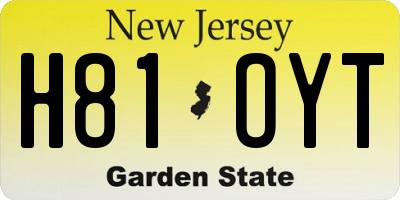 NJ license plate H81OYT