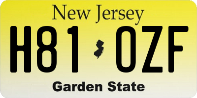 NJ license plate H81OZF