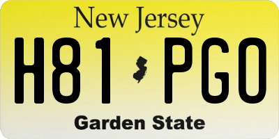 NJ license plate H81PGO