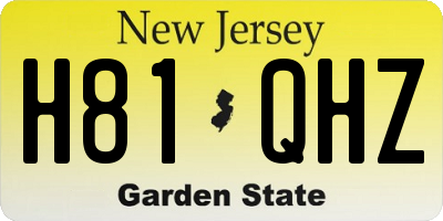 NJ license plate H81QHZ