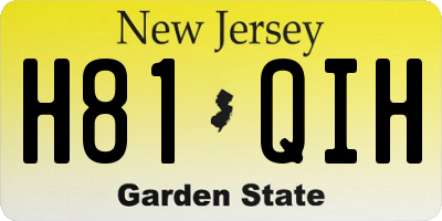 NJ license plate H81QIH