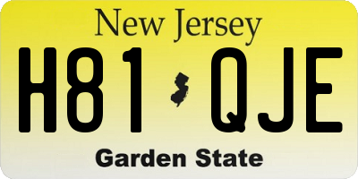 NJ license plate H81QJE
