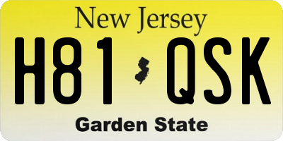 NJ license plate H81QSK