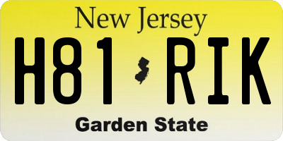NJ license plate H81RIK