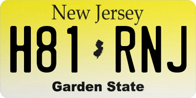 NJ license plate H81RNJ