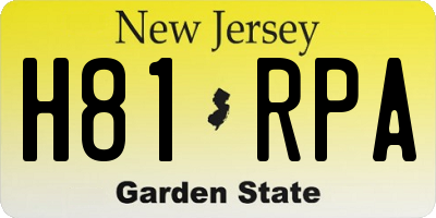 NJ license plate H81RPA