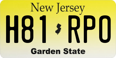 NJ license plate H81RPO