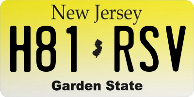 NJ license plate H81RSV