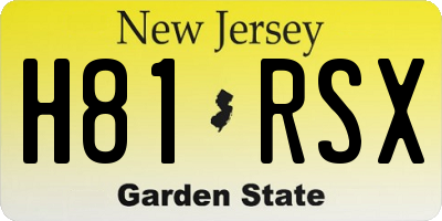 NJ license plate H81RSX