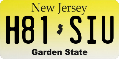 NJ license plate H81SIU