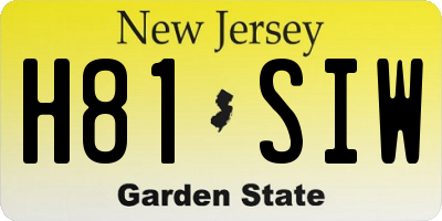 NJ license plate H81SIW