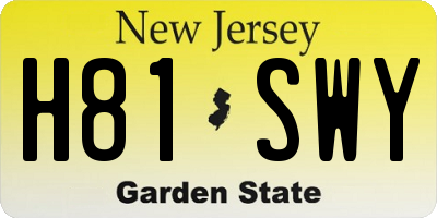 NJ license plate H81SWY