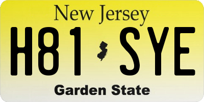 NJ license plate H81SYE