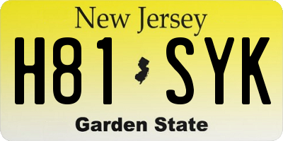 NJ license plate H81SYK