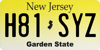 NJ license plate H81SYZ