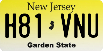 NJ license plate H81VNU