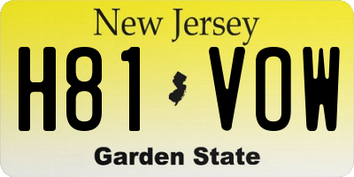 NJ license plate H81VOW