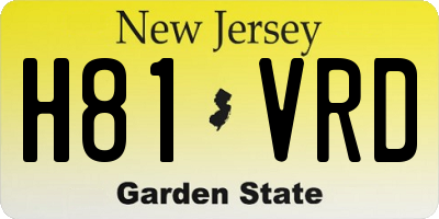 NJ license plate H81VRD