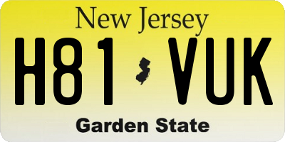 NJ license plate H81VUK