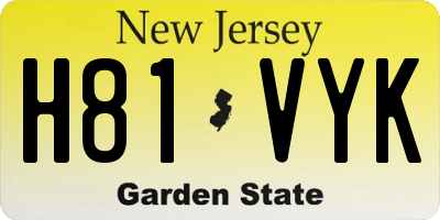 NJ license plate H81VYK