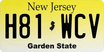 NJ license plate H81WCV