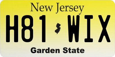 NJ license plate H81WIX