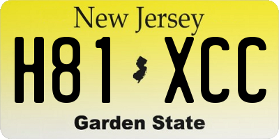 NJ license plate H81XCC