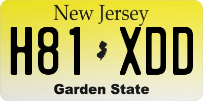 NJ license plate H81XDD