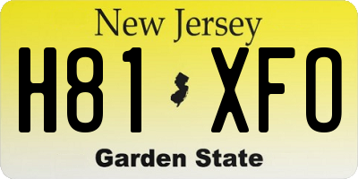 NJ license plate H81XFO
