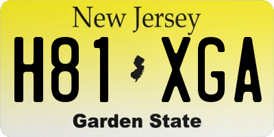 NJ license plate H81XGA