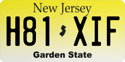 NJ license plate H81XIF