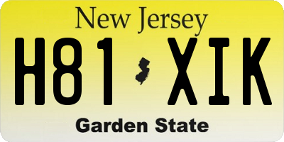 NJ license plate H81XIK