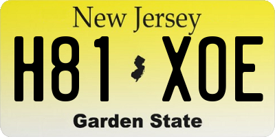NJ license plate H81XOE