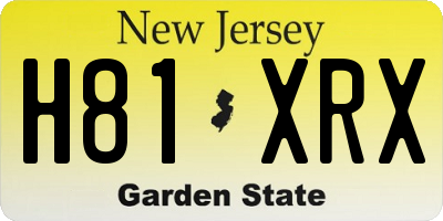 NJ license plate H81XRX