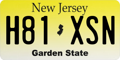 NJ license plate H81XSN