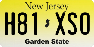 NJ license plate H81XSO