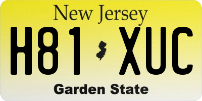 NJ license plate H81XUC