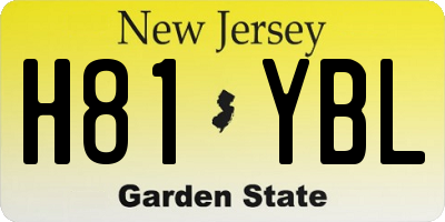 NJ license plate H81YBL