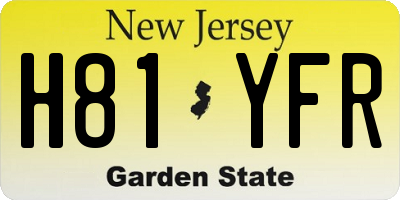 NJ license plate H81YFR