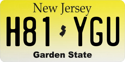 NJ license plate H81YGU