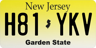 NJ license plate H81YKV