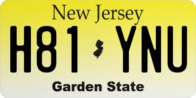 NJ license plate H81YNU