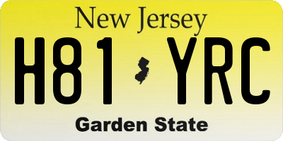 NJ license plate H81YRC