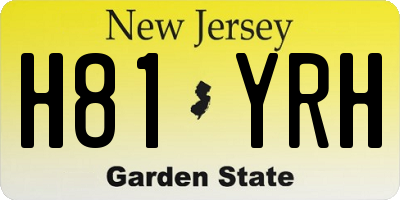 NJ license plate H81YRH