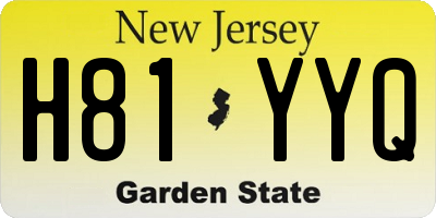 NJ license plate H81YYQ