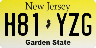 NJ license plate H81YZG