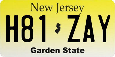 NJ license plate H81ZAY