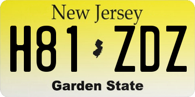 NJ license plate H81ZDZ