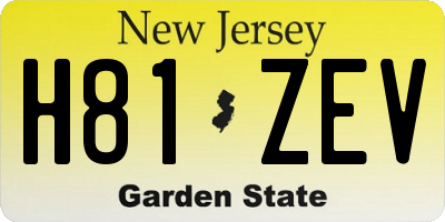 NJ license plate H81ZEV
