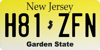 NJ license plate H81ZFN